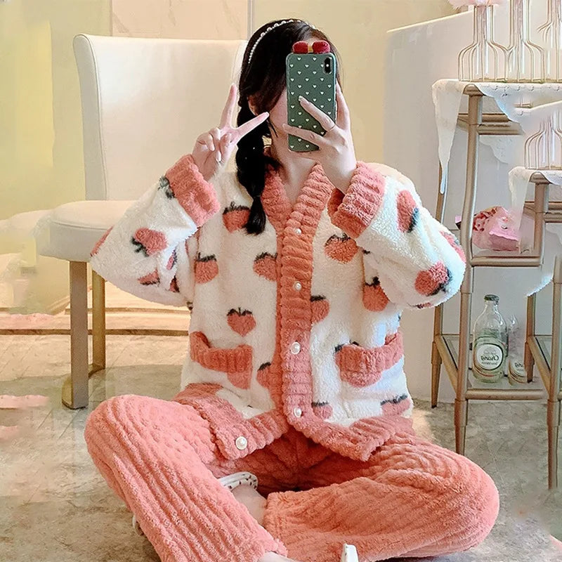 Conjunto de Pijama de Inverno Feminino